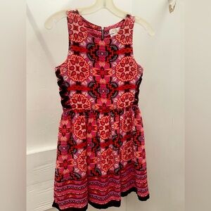 Gianni Bini Dress Size 12 Big Girls Floral Fit & Flare Dress Red  and black